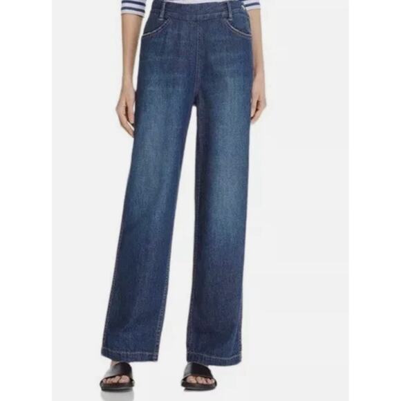 Vince Wide Leg High Waisted Jeans Side Zip Stretch Cotton Casual Wardrobe 28 - Picture 1 of 13